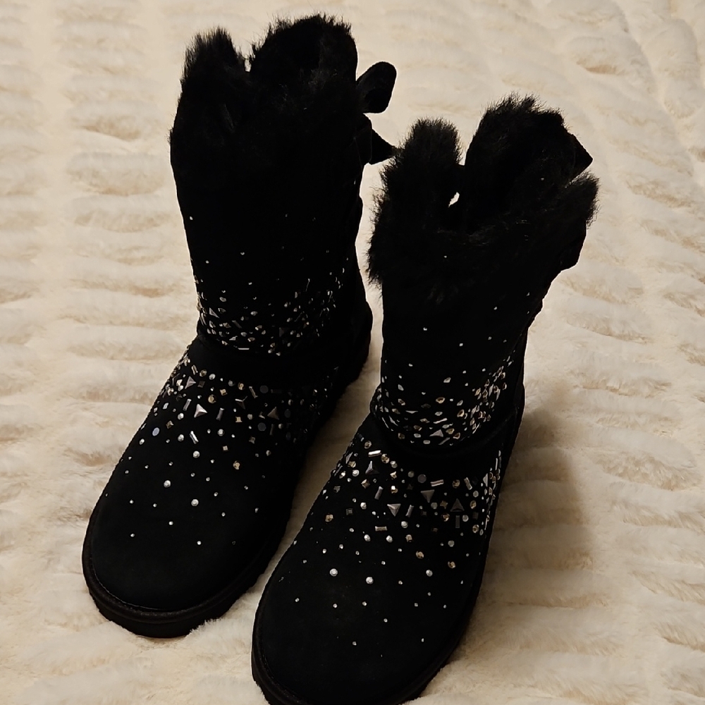 UGG Black Winter Boots with Silver Details